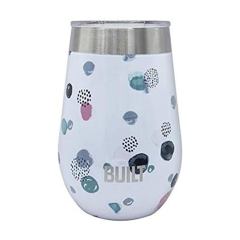 BUILT 12 Ounce Double Wall Stainless Steel Wine Tumbler with Lid Dots 5270079 - Image 1